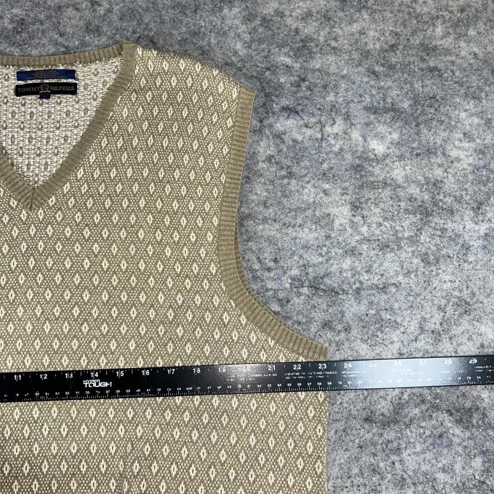 Vtg Tommy Hilfiger Mens‎ Lrg Knit V Neck Argyle Diamond Sweater Vest Preppy Y2K